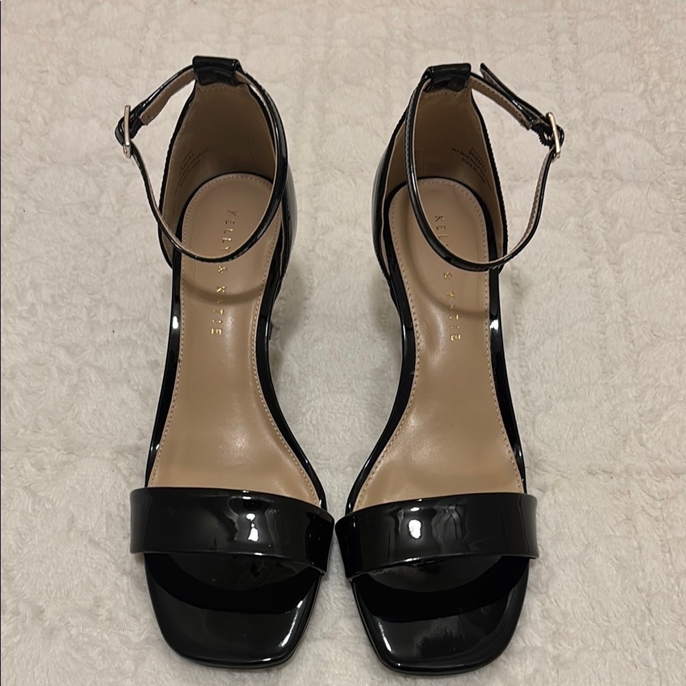 Black Patent Leather Ankle Strap Heels